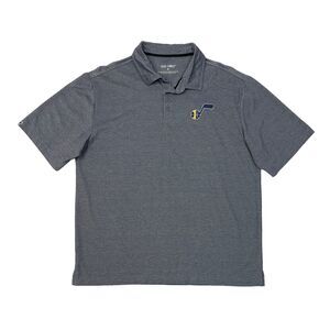 Black Clover Polo Shirt Mens M Medium Navy Blue Golf Cotton Blend Utah Jazz Logo